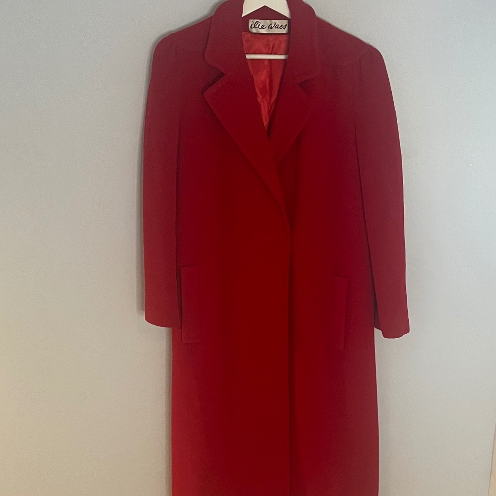 Ilie Wacs Vintage Red Long Wool Jacket - Picture 3 of 13